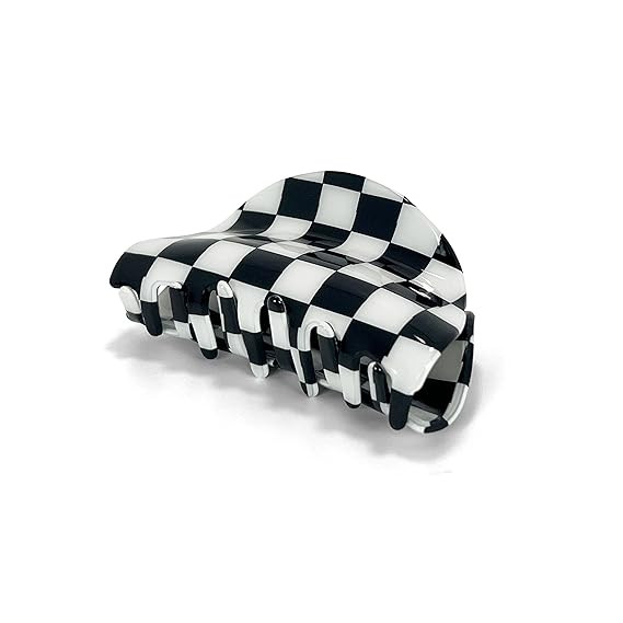 Two Oh One Checkered Hair Clip Claw Acrylic Strong Hold Women's Accessory for all Hair Type, Blac... | Amazon (US)