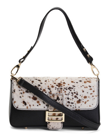 Made In Italy Leather Full Baguette Gussets Crossbody | TJ Maxx