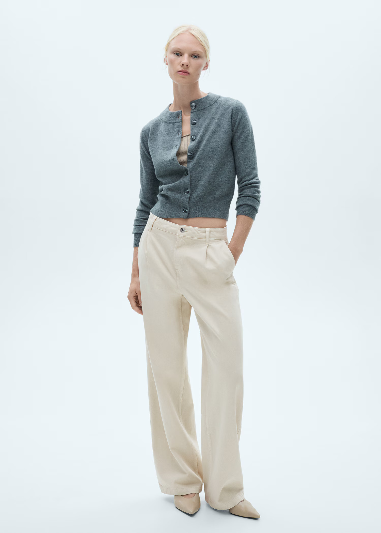 Straight pleated jeans - Woman | MANGO USA | MANGO (US)