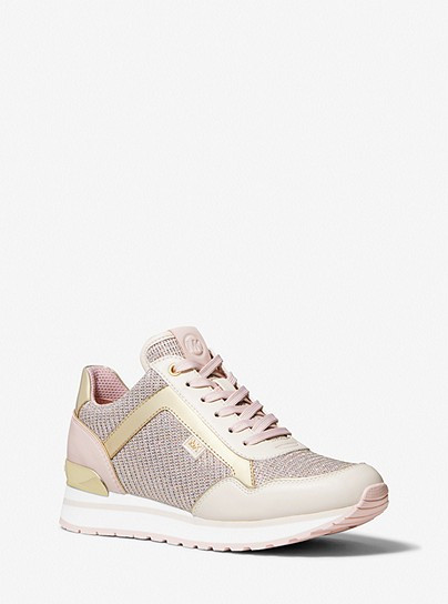 Maddy Leather and Glitter Chain-Mesh Trainer | Michael Kors US