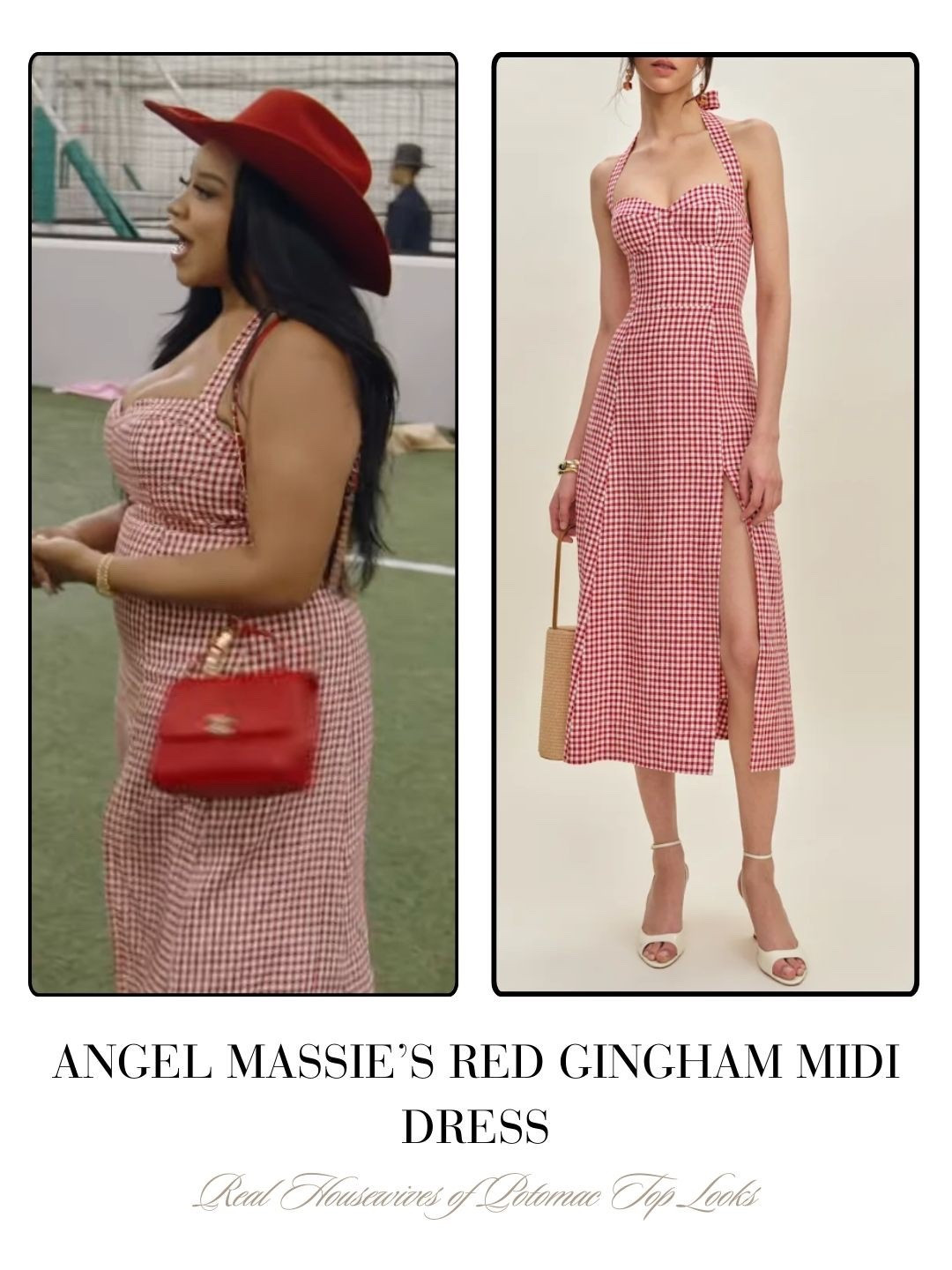 Angel Massie’s Red Gingham Midi Dress
