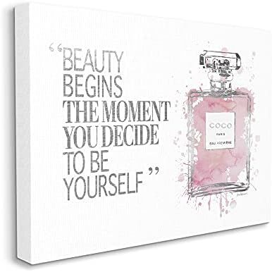 Stupell Industries Beauty Begins Fashion Perfume Stretched Canvas Wall Art, 24 x 30, Multicolor | Amazon (US)
