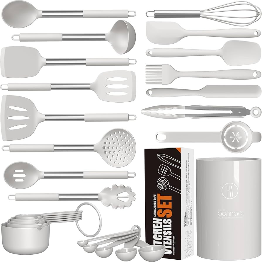 Large Silicone Cooking Utensils Set - Heat Resistant Kitchen Utensils Sets,Spatula,Spoon,Turner T... | Amazon (US)
