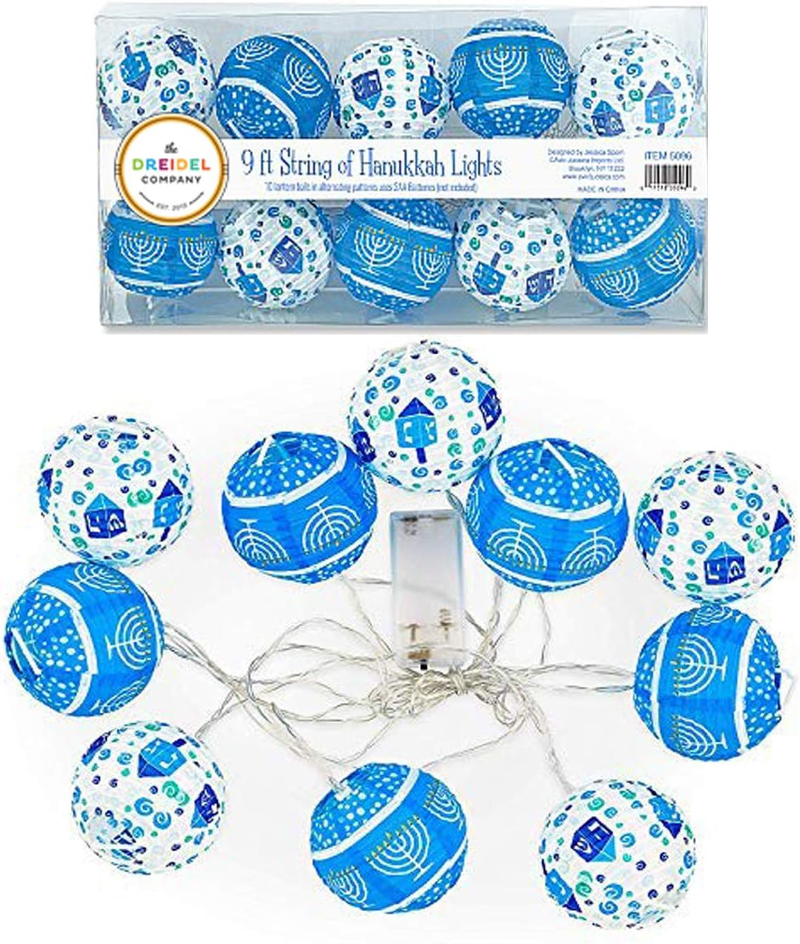 10 Hanukkah LED Battery Powered 3" Mini Round Lantern String Lights | Amazon (US)