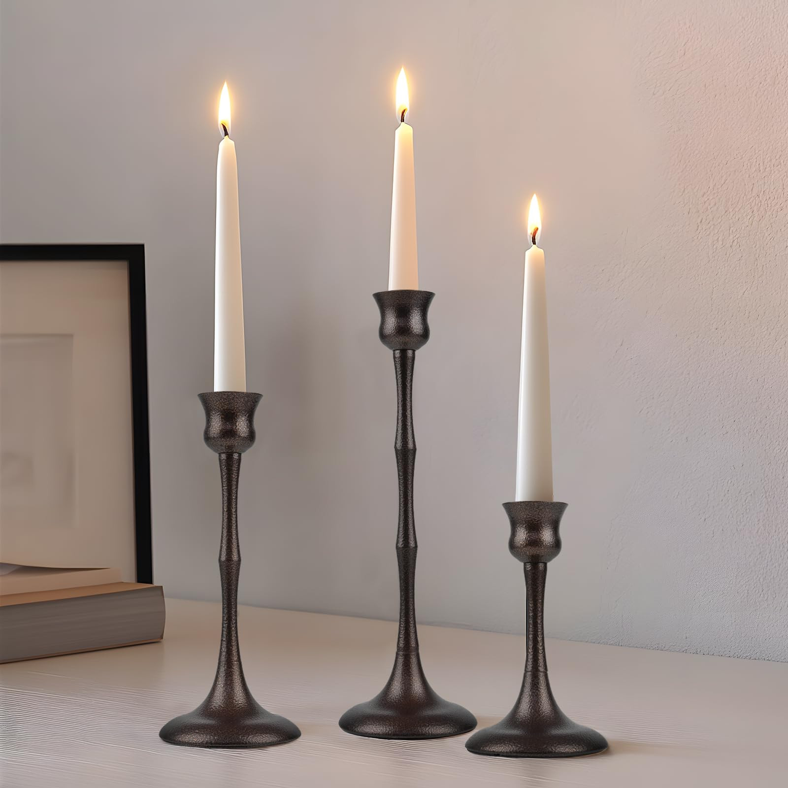 Vintage Metal Candlestick Holders, Set of 3 Bronze Candle Holders for Candlesticks Antique Taper ... | Amazon (US)