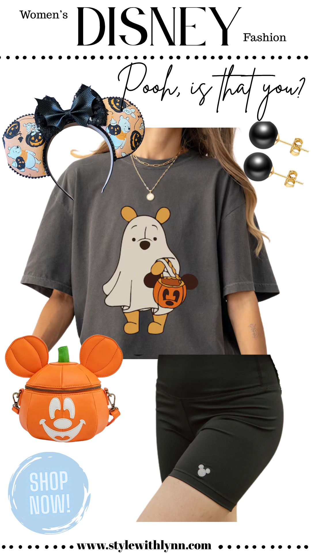 🎃 Spotted: Pooh dressed for spooky season and I’m obsessed! This Halloween Disney outfit is perfect for the parks or festive fall fun — featuring a ghost Pooh tee, Mickey pumpkin crossbody, spooky Minnie ears, and comfy biker shorts for all-day magic. 👻🧡

✨ Shop this Disney Halloween outfit must-have!
#DisneyHalloween #DisneyOutfitInspo #SpookySeasonStyle #DisneyParksOutfit #LTKFallStyle #LTKDisney #LTKHalloween #DisneyStyleWithLynn #DisneyMomStyle Style 

 

#LTKSeasonal #LTKStyleTip #LTKTravel