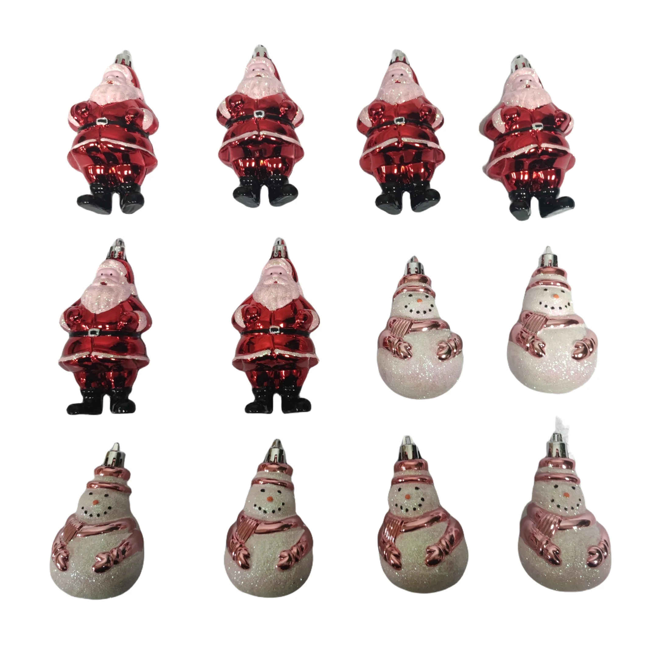 Blush, Red and White Snowman and Santa Shatterproof Christmas Ornaments, 12 Count, by Holiday Tim... | Walmart (US)