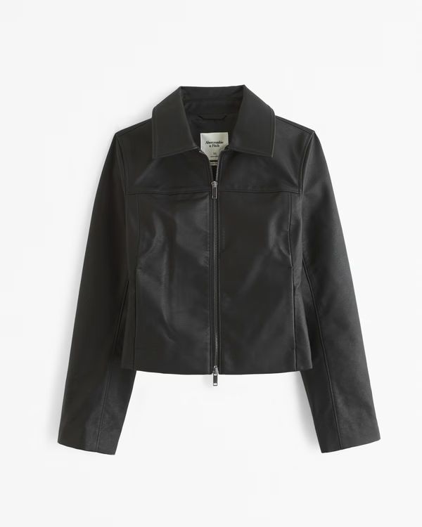 Vegan Leather Zip Jacket | Abercrombie & Fitch (US)