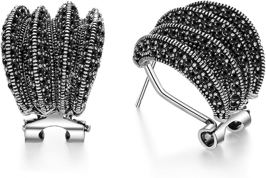 Two Tone Earrings for Women Gold and Silver Crossover Half Hoop Statement Earring Designer Stud E... | Amazon (US)