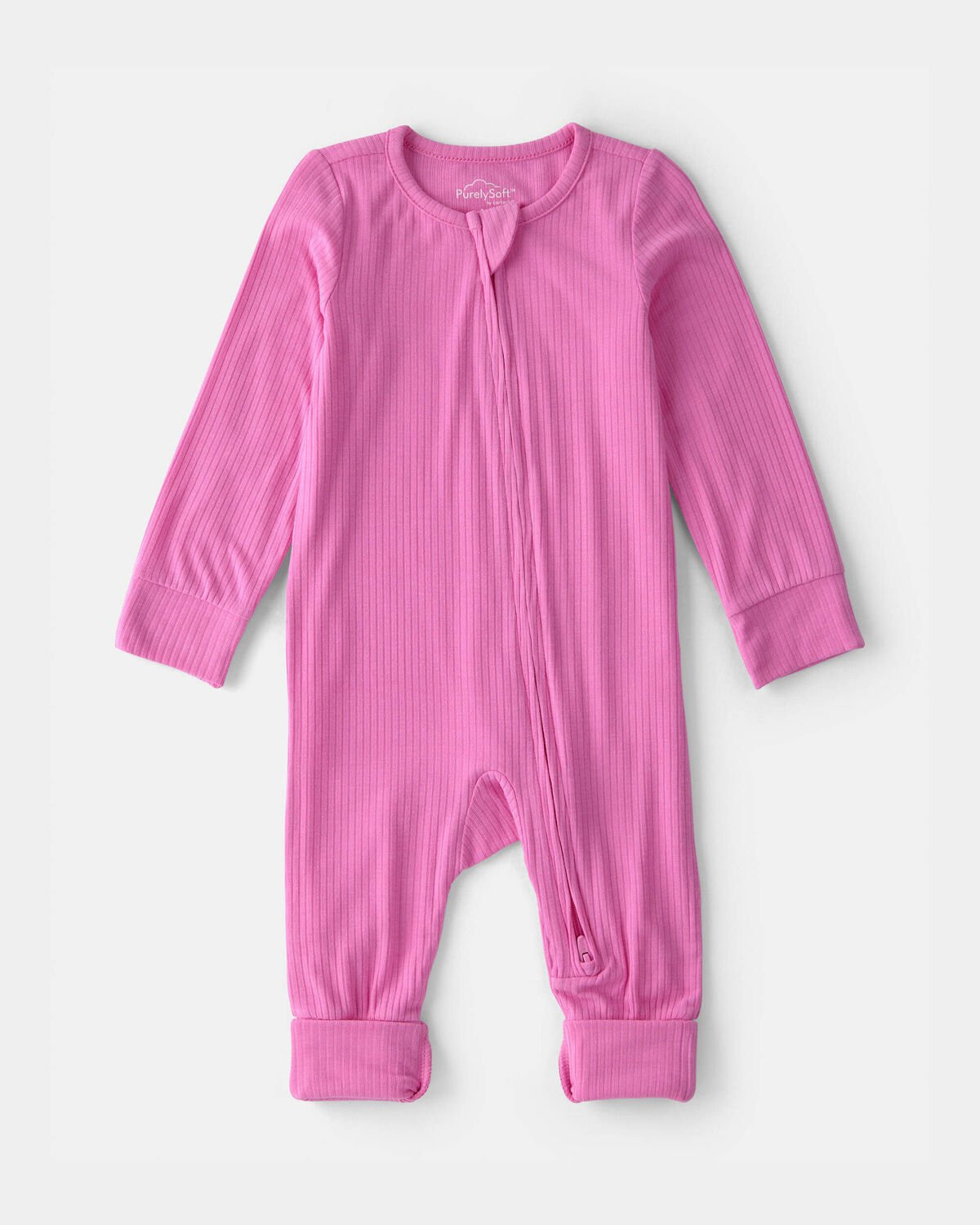 Baby Girl PurelySoft 2-Way Zip Snug Fit Sleep & Play Pajamas - Pink | Carter's Inc