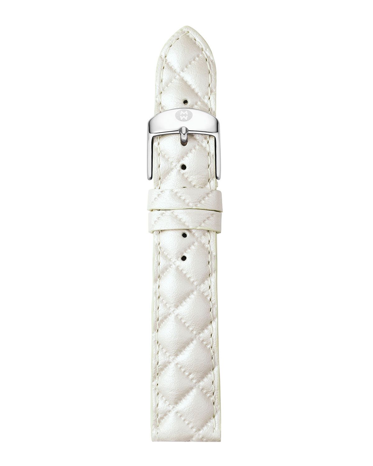 16mm Quilted Leather Watch Strap, White | Neiman Marcus