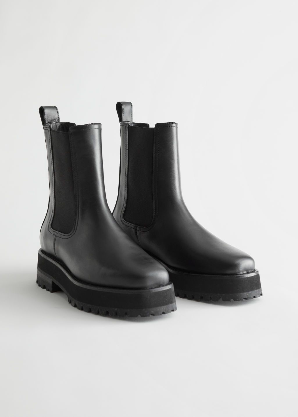 Squared Toe Leather Chelsea Boots - Black | & Other Stories (EU + UK)