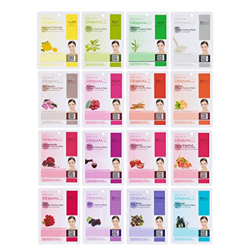 DERMAL Collagen Essence Sheet Mask 16 Combo Pack - 16 Days Daily Skin Therapy for Glow - Variety Gift Set - K-Beauty | Amazon (US)