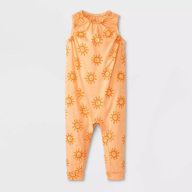 Baby Sun Slub Jersey Romper - Cat & Jack™ Light Orange | Target