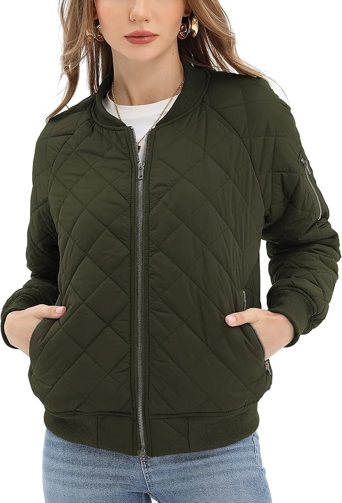 Argstar Women's Jacket, Puffer Bomber Quilted Coat with Pockets (XS-XXL) | Amazon (US)