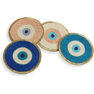 Folkulture Beaded Coasters Round, Set of 4 Coasters for Drinks - Evil Eye | Target