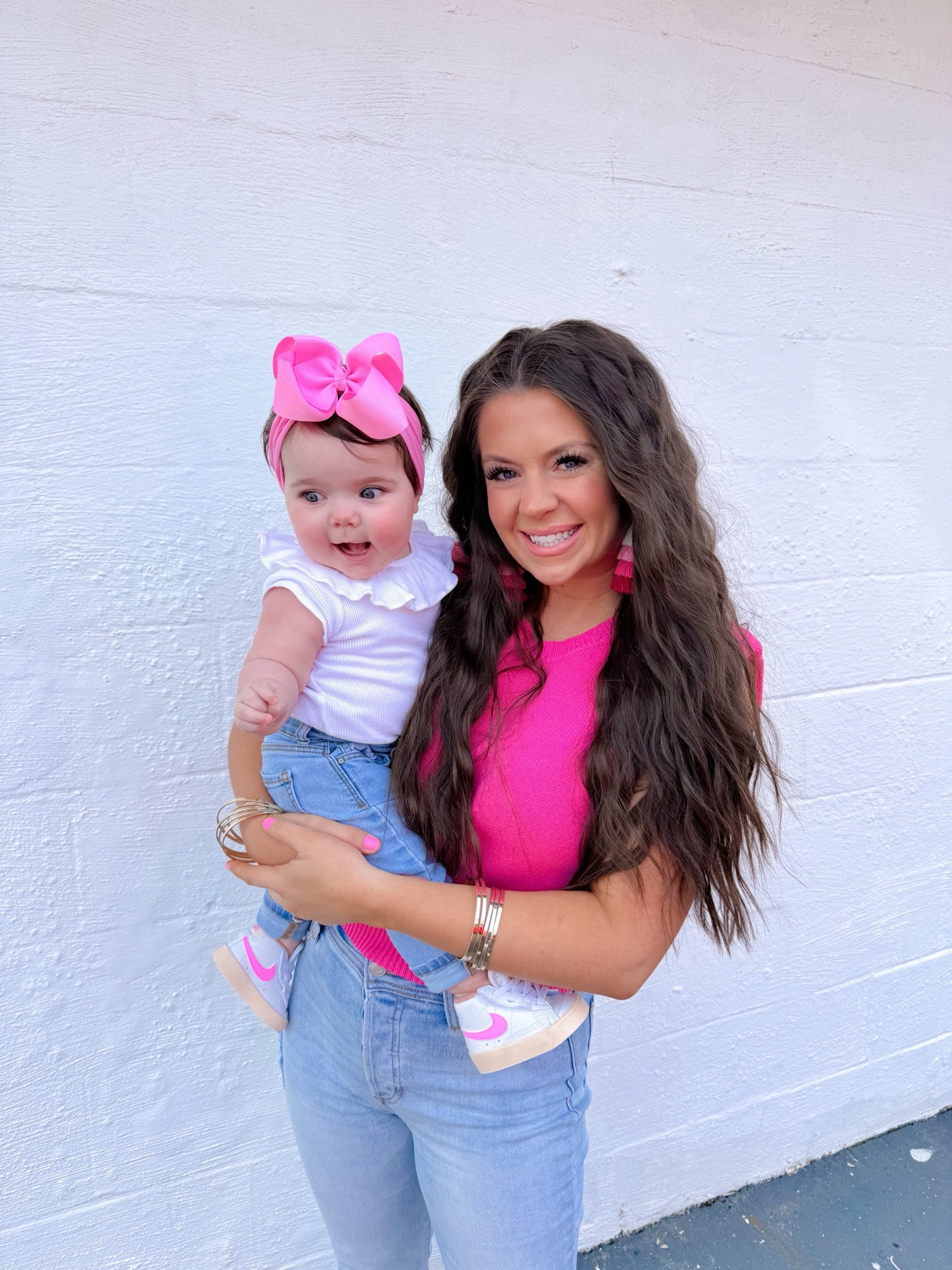 Mommy and me style / mommy and me fashion / baby girl outfit / baby girl style / baby girl fashion / baby nikes / light wash denim / spring style / spring fashion / petite style / petite fashion / family style / family fashionn

#LTKstyletip #LTKbaby #LTKfamily