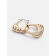 Scenario Women's Gold‑Tone Ribbed Texture Hoop Earrings | Walmart (US)