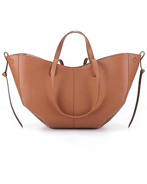 Vegan Leather Tote Handbag Large Capacity Top-handle Purse Shoulder Bags for Woman Trendy Tote To... | Amazon (US)