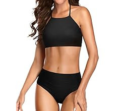 Holipick Two Piece Swimsuit for Women High Neck Bathing Suits Teen Junior Bikini Athletic Halter ... | Amazon (US)