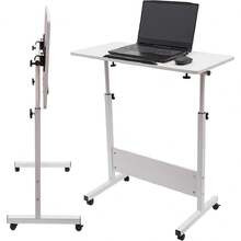 Mobile Standing Desk With Wheels Small Standing Desk Adjustable HeightPortable Stand Up Desk White Rolling Computer Desk Adjustable Desktop Sit Stand | SHEIN