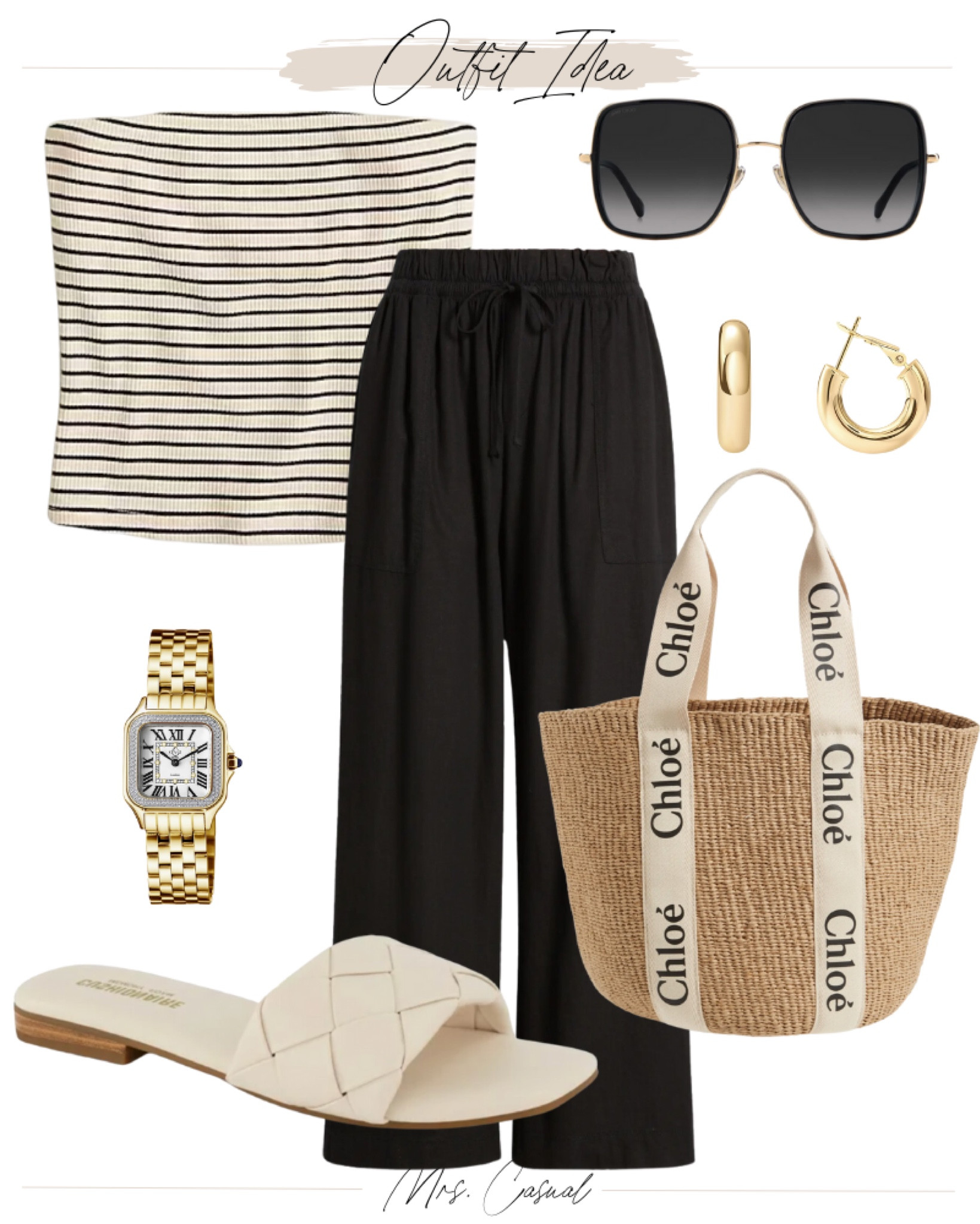 Strapless top and wide leg pants outfit idea 

#LTKSummerSales #LTKSeasonal #LTKOver40