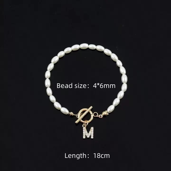 1pc New Trendy Initial Pendant Toggle Clasps Beaded Bracelet For Women Party | SHEIN