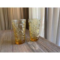 Vintage Amber Glass Tumblers | Etsy (US)