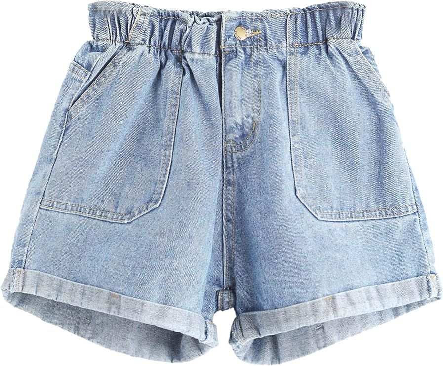 Milumia Women's Casual High Waisted Hemming Denim Jean Shorts with Pockets | Amazon (US)