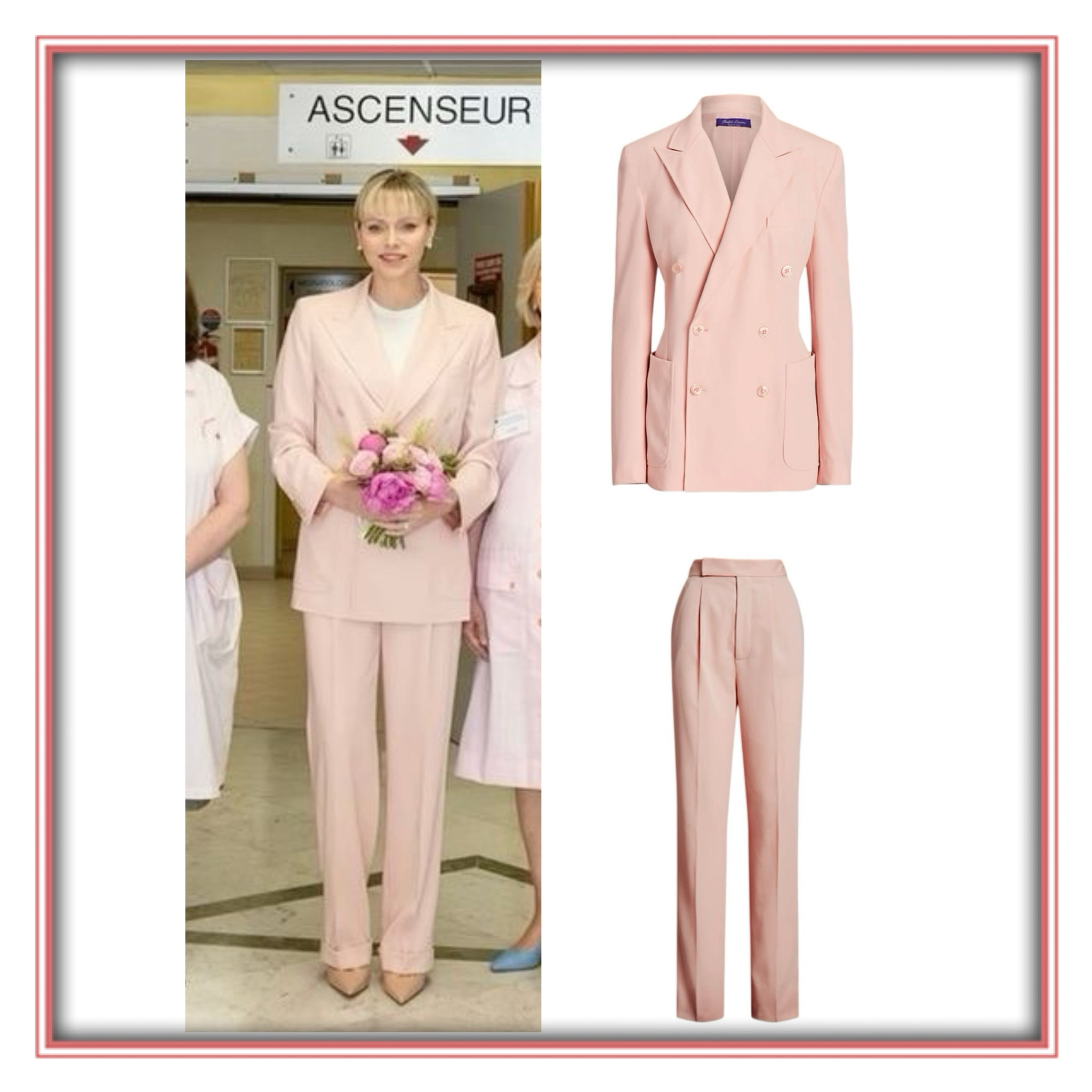 Princess Charlene Ralph Lauren Kaylene suit jacket and Evanne pants 