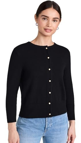 Vince Womens Pearl Button Cardigan, Black, Small | Amazon (US)