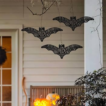 3 Pack Halloween Decorations Indoor Wall Decor with Lights & Batteries Included, Black Rattan Pre... | Amazon (US)
