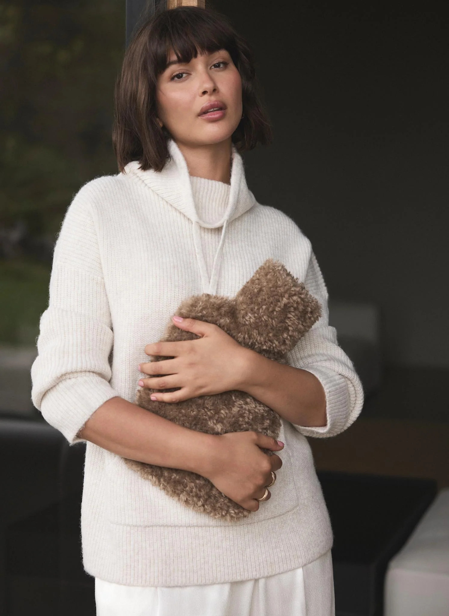 Neutral Borg Hot Water Bottle | Mint Velvet