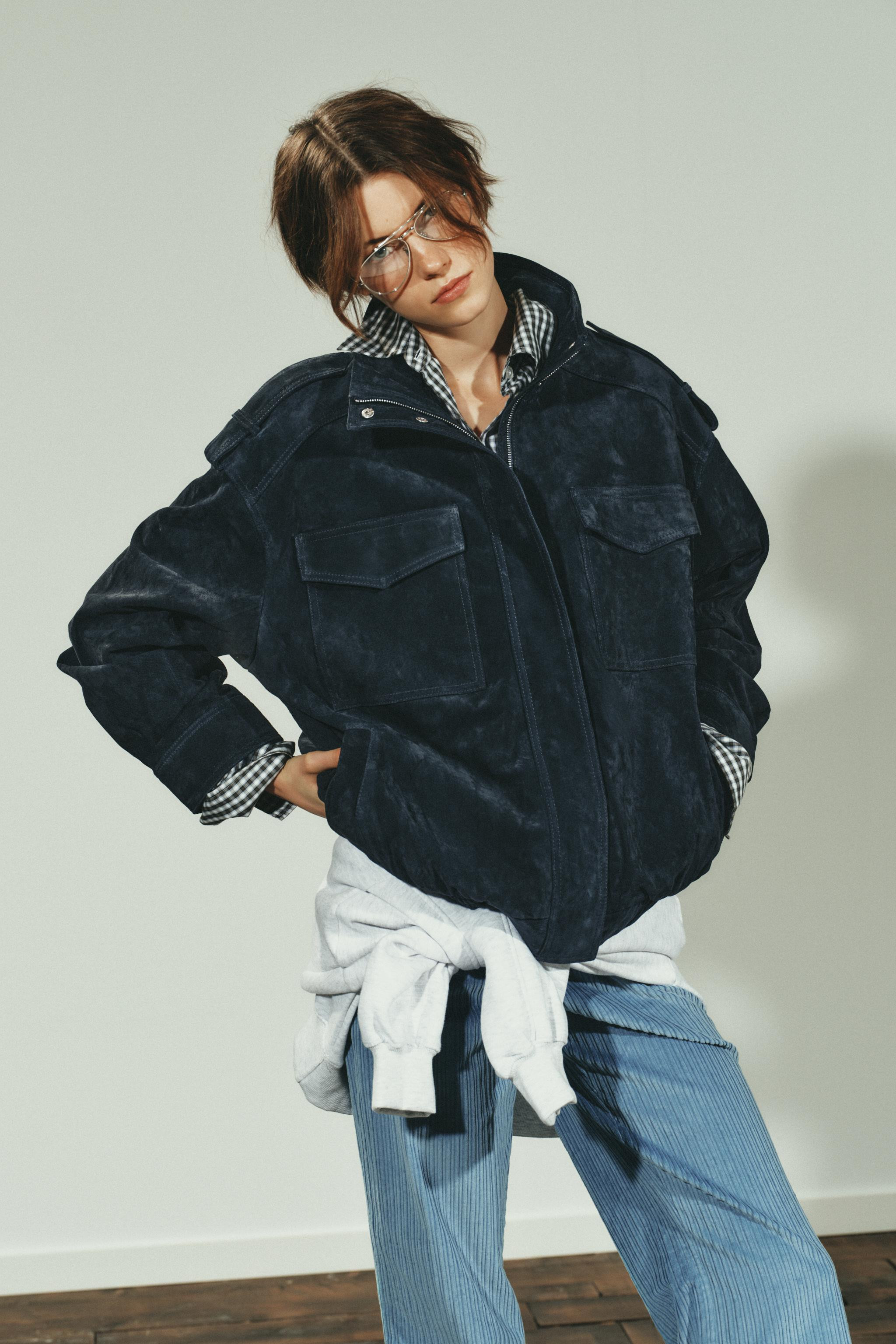 100% SUEDE LEATHER JACKET WITH POCKETS | Zara US