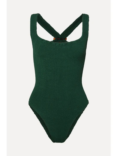 Zora embellished seersucker swimsuit | NET-A-PORTER (US)