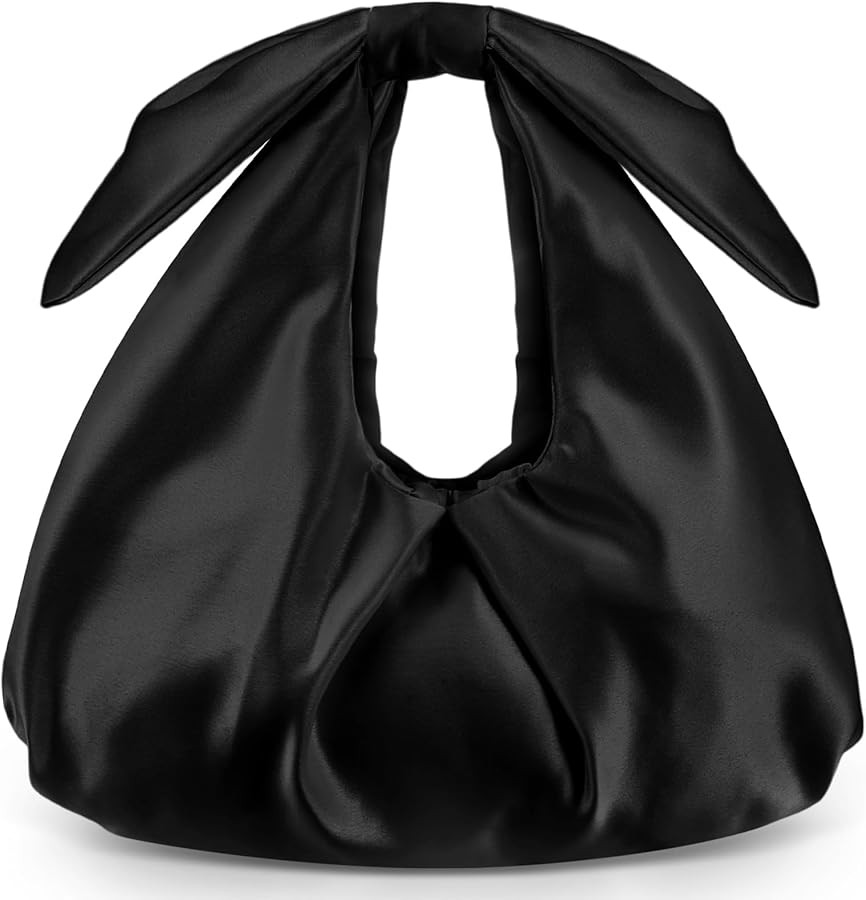 Clutch Purse for Women Bow Evening Bag Ruched Satin Handbag Top Handle Purse for Wedding Bachelor... | Amazon (US)