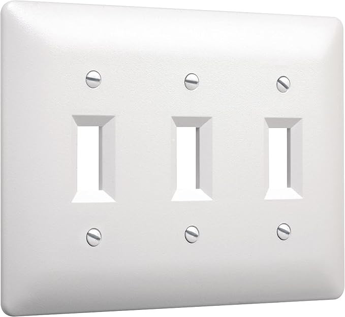 TayMac 4440W Paintable Triple Toggle Light Switch Wall Plate Cover, White, 3-Gang | Amazon (US)