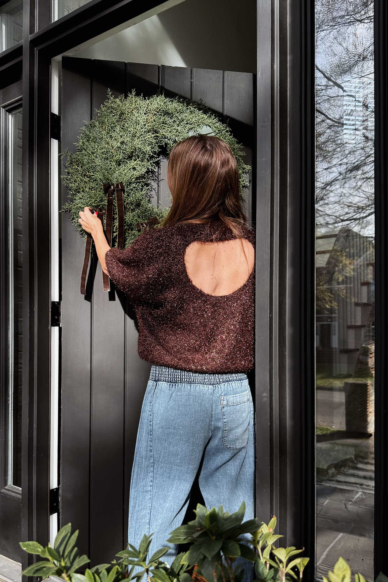 Blue sapphire wreath, brown ribbons, a touch of eucalyptus. A quiet little trio that feels just right for Christmas. 

 #LTKHoliday #LTKOver40 #LTKPetite