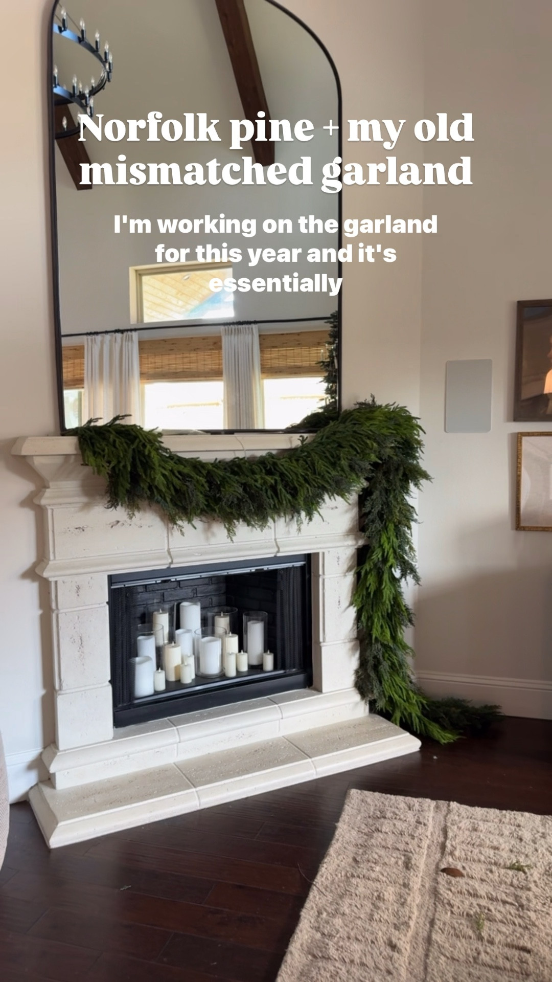 Mix together your mismatched thin Christmas garlands with the Norfolk Pine garland to create an extra full, lush garland with lots of interest. I use the linked stocking clips to hold my garland to the mantle.

The Norfolk Pine garland is on sale right now!

Except for the Norfolk Pine, my old garlands I used are so old they’re not available anymore, but I’ve linked to one cedar version that is very similar.



#LTKHoliday #LTKSaleAlert #LTKHome