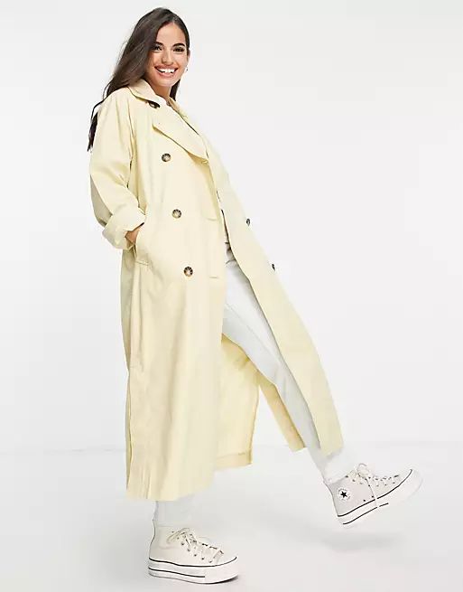 Monki Hedda trench coat in beige | ASOS (Global)