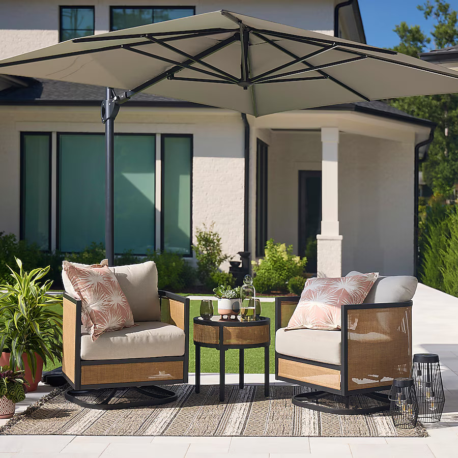 Origin 21 Chandler 3-Piece Patio Conversation Set with Cream Cushions | Lowe's