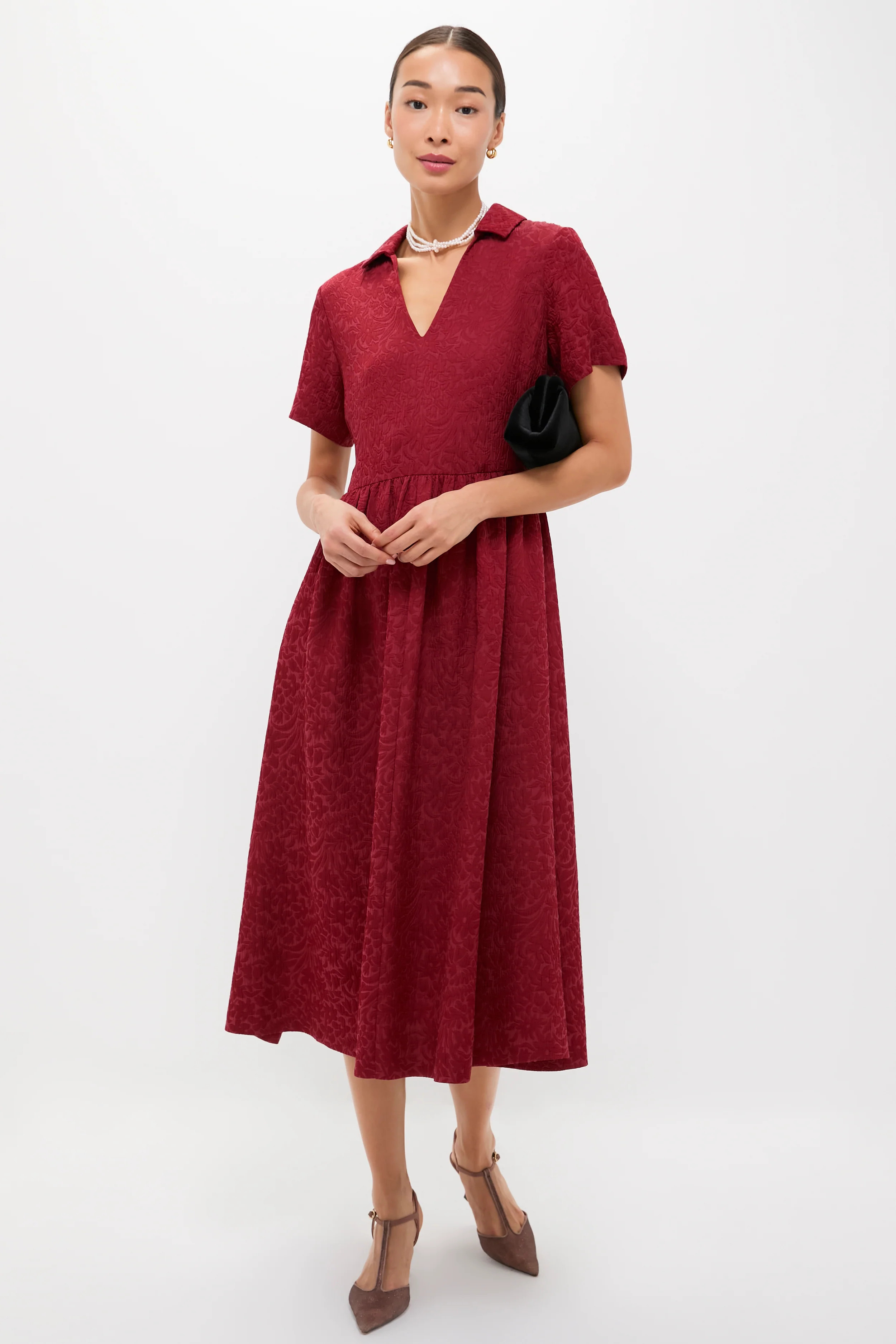 Cranberry Jacquard Adelaide Dress | Tuckernuck (US)