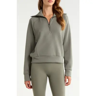 SPANX® AirEssentials Half Zip Sweatshirt in Very Black at Nordstrom, Size Medium | Nordstrom