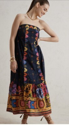 $250 NWT ANTHROPOLOGIE Farm Rio  Embroidered Strapless Maxi Dress SZ Medium | eBay US