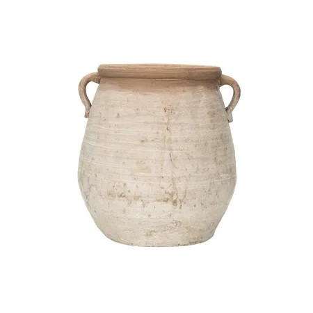 Creative Co-Op Large Round Terra-cotta Urn, Orange and Whitewashed | Walmart (US)