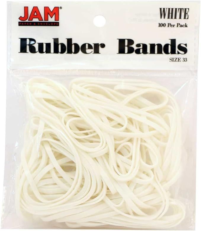 JAM PAPER Colorful Rubber Bands - Size 33 - White Rubberbands - 100/Pack | Amazon (US)