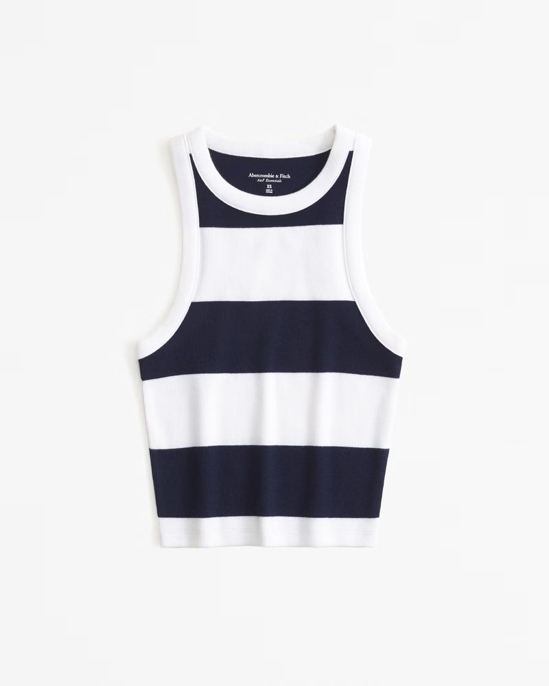 Women's Essential Cropped High-Neck Rib Tank | Women's Tops | Abercrombie.com | Abercrombie & Fitch (US)