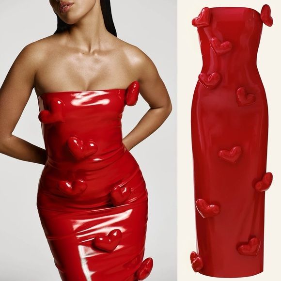 NEW! CULTNAKED- Strapless Love Killa Midi Dess in Red Patent Size Small | Poshmark