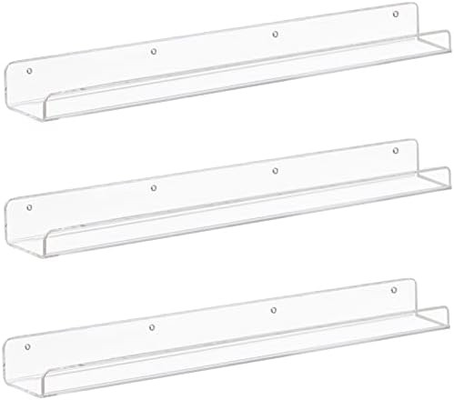 Fixwal Acrylic Shelves, 36 Inch Floating Wall Mounted Shelves, Set of 3 Floating Bookshelves for ... | Amazon (US)