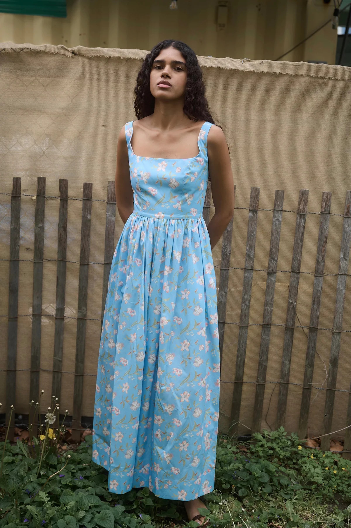 Scoop Neck Dress in Blue Hibiscus | Over The Moon